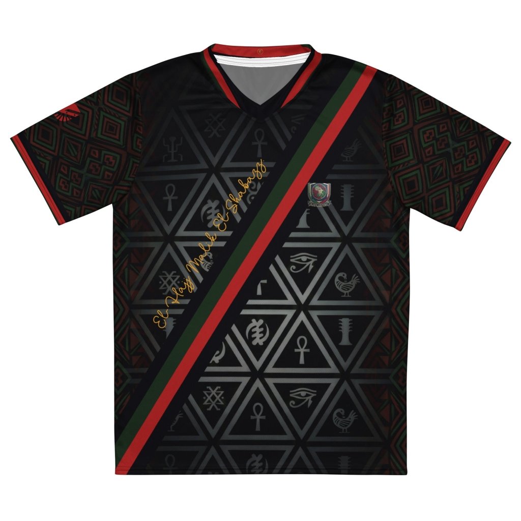 BHM '26 X Protocol jersey — Pan-African self-determination heritage with red, black, green tricolor geometry — image 2 — SunBorn